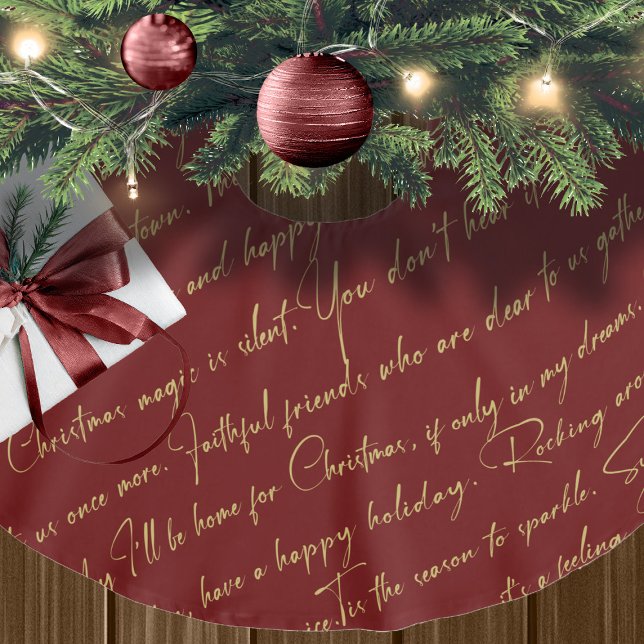 Brick Gold Christmas Typography Pattern #36 ID1009 Brushed Polyester Tree Skirt (Creator Uploaded)