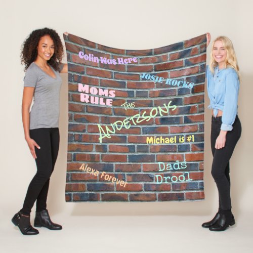 Brick Graffiti Wall Custom Names Fleece Blanket