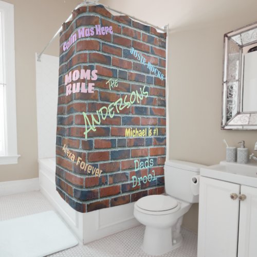 Brick Graffiti Wall Custom Names Shower Curtain