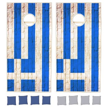 Brick Greece Flag Cornhole Set by ArtisticAttitude at Zazzle