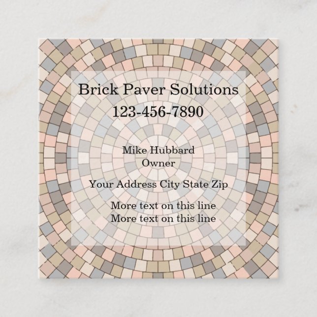 Brick Home Construction Paver Services Square Business Card (Front)