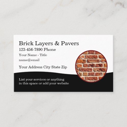 Brick Layers And Pavers Construction  Business Card