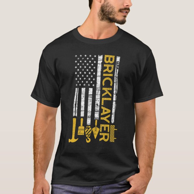 Brick Mason Bricklayer Masonry Construction Us Fla T-Shirt (Front)
