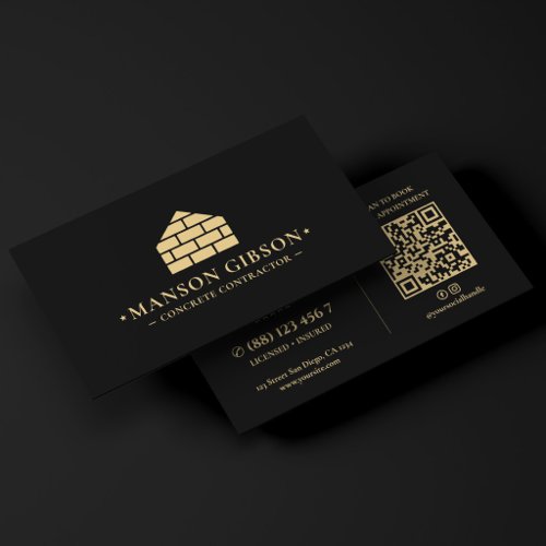 Brick Mason Concrete Contractor Logo Black Modern Business Card