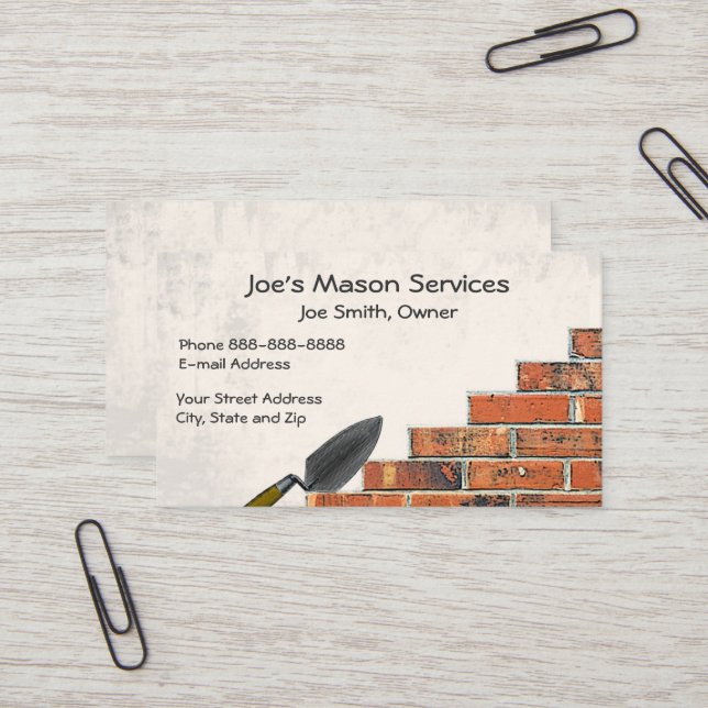 Brick Mason Masonry Business Card (Front/Back In Situ)