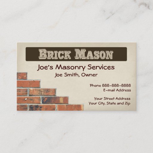Customizable Brick Mason Masonry Business Card