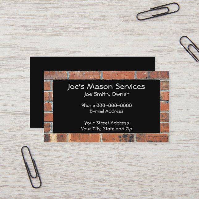 Brick Mason Masonry Business Card (Front/Back In Situ)