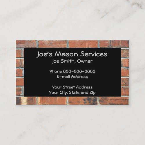 Brick Mason Masonry Business Card