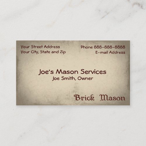 Brick Mason Masonry Business Card