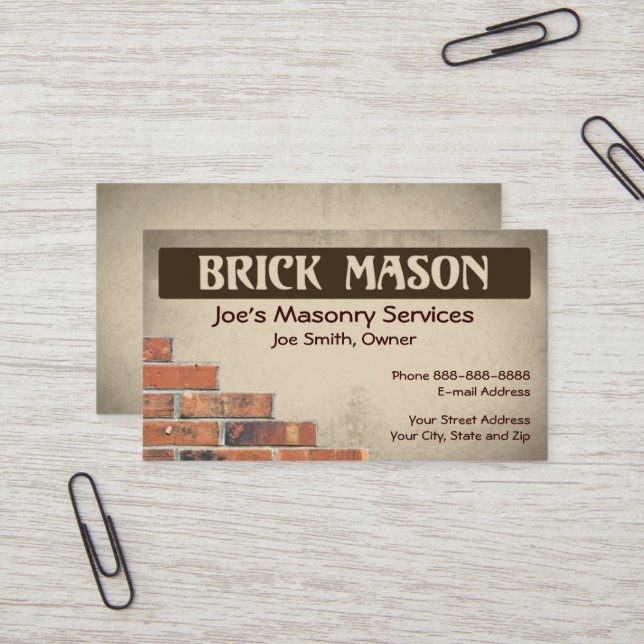 Brick Mason Masonry Business Card (Front/Back In Situ)
