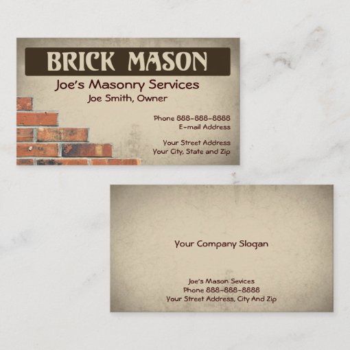 Brick Mason Masonry Business Card Zazzle