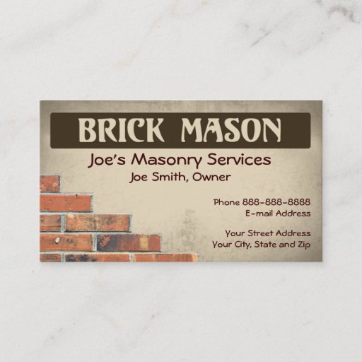 Customizable Brick Mason Masonry Business Card