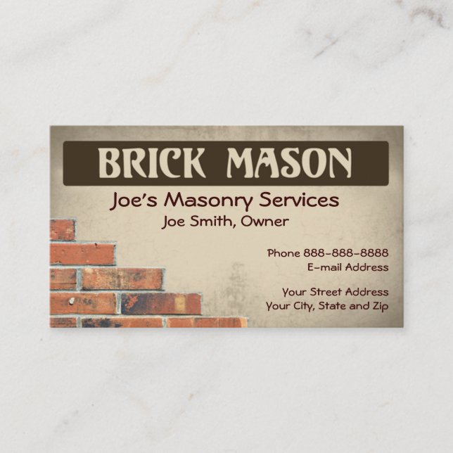 Brick Mason Masonry Business Card (Front)