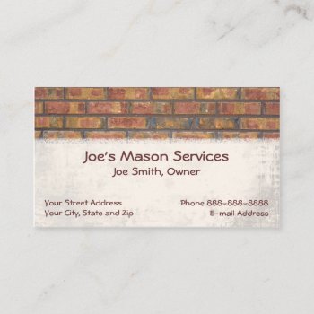 Brick Mason Masonry Business Card by Business_Creations at Zazzle