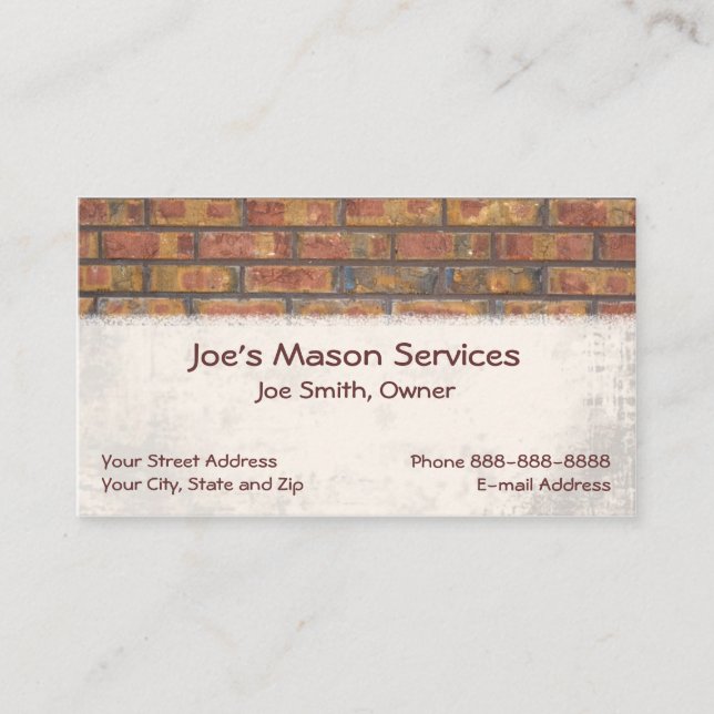 Brick Mason Masonry Business Card (Front)