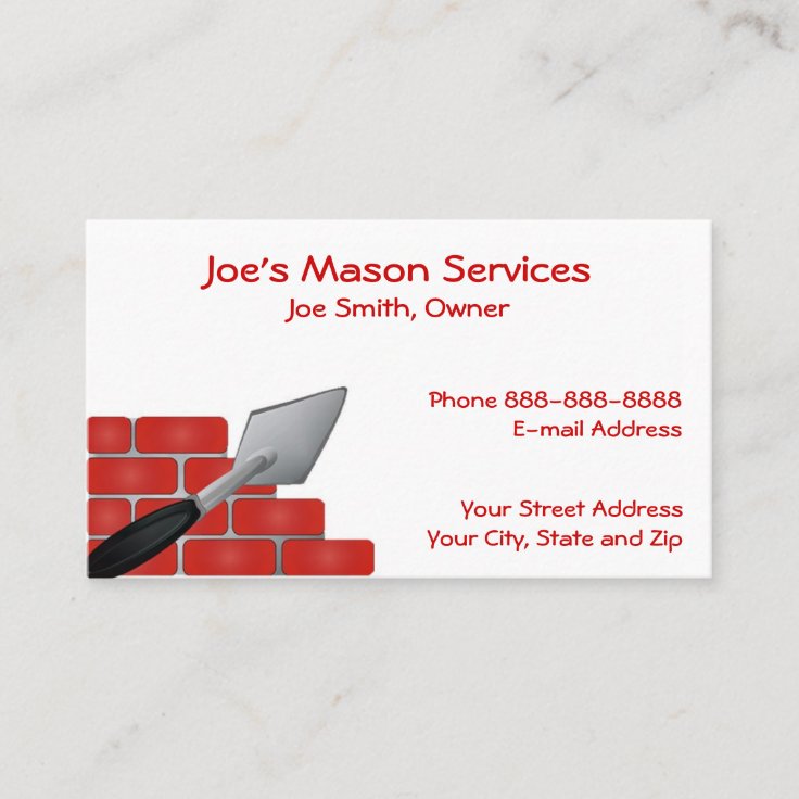 Brick Mason Masonry Business Card Zazzle