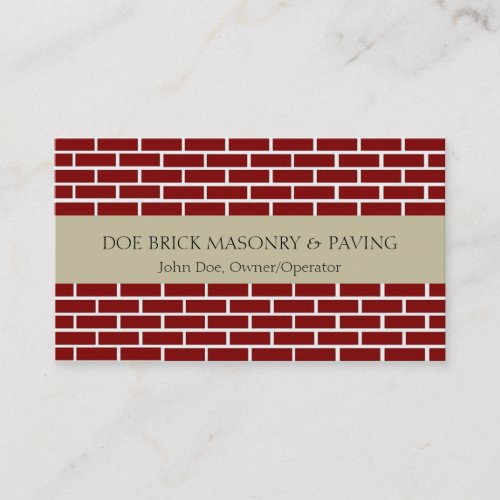 Brick Mason Tan/Fire Red Brick Business Card Template