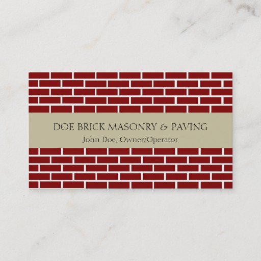 Customizable Brick Mason Tan/Fire Red Brick Business Card Template