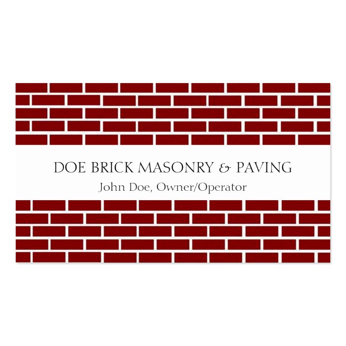Brick Mason W/W Fire Red Brick Business Card Templates