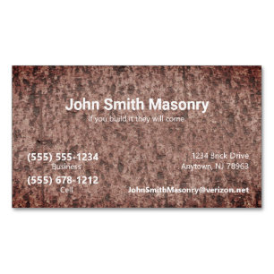 Brick Masonry Theme Custom Dual Contact Number Business Card Magnet