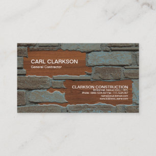 Brick Masonry Works Elegant Wood Grain Contractor Business Card