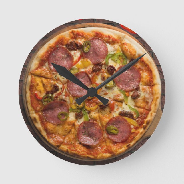 Brick Oven Supreme Pizza Round Clock (Front)