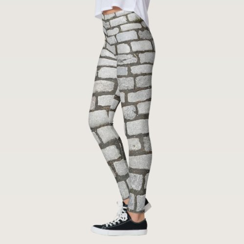 Brick Pattern Cobblestone Street Pathway Sidewalk Leggings