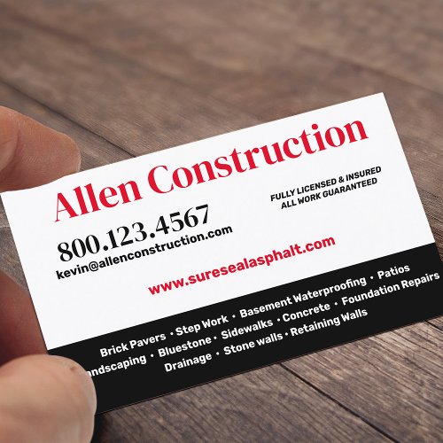 Brick Pavers Driveway  Patios Business Card