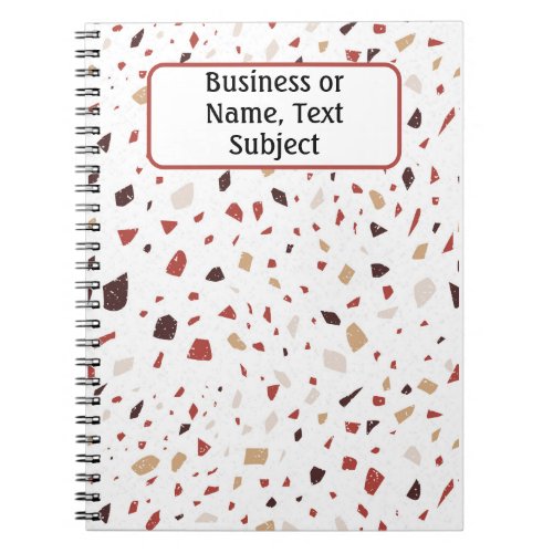Brick Red Accent Earthtone Terrazzo Pattern Notebook