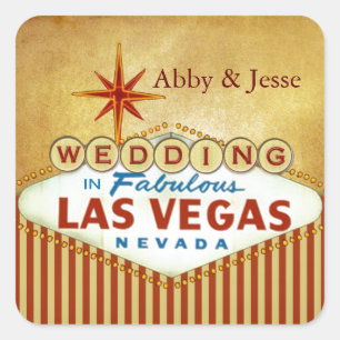 Brick red and Gold Las Vegas Square Sticker