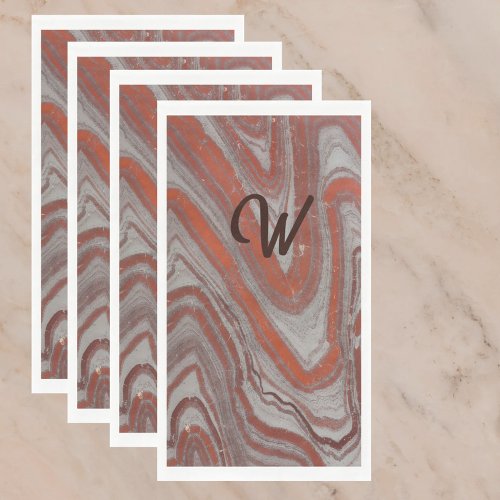 Brick Red and Gray Natural Modern Abstract  Paper Guest Towels