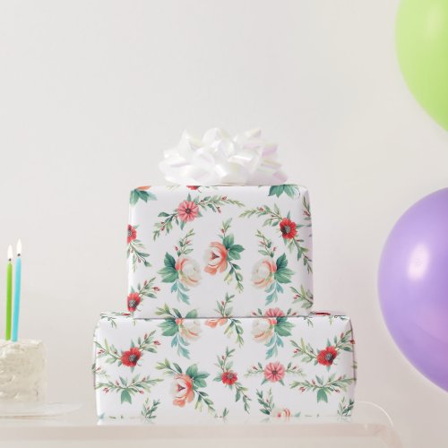 Brick Red and Pastel Red Swags Wrapping Paper