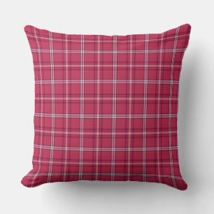 Brick Red and Soft Peach Plaid Throw Pillow