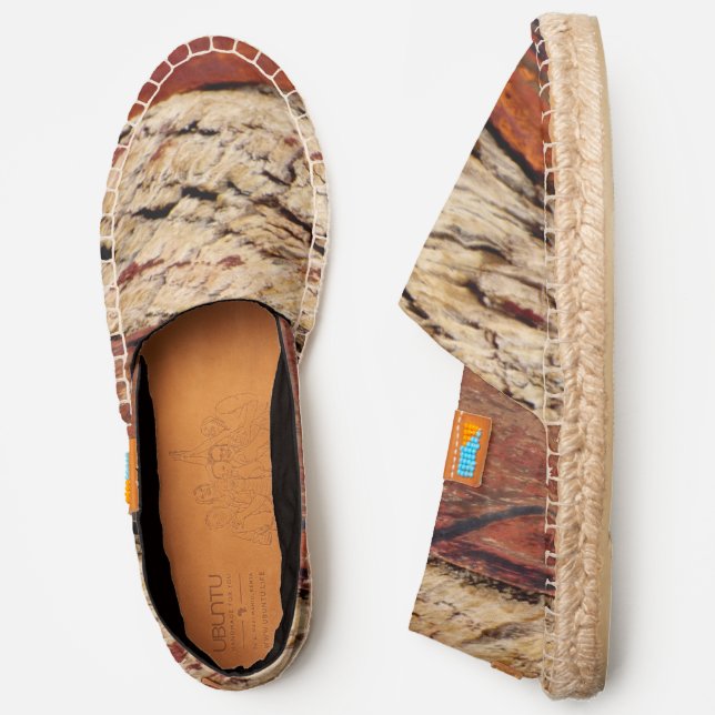 brick red and tan abstract with black liner espadrilles (Side)