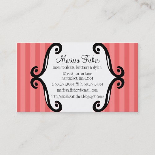Brick Red Charming Striped Mommy Calling / Business Cards