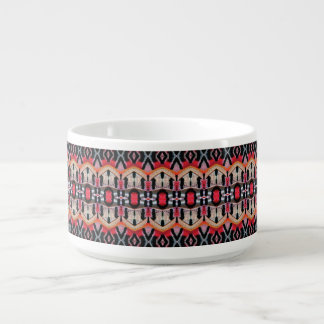 Brick red, cream and black feathered pattern bowl