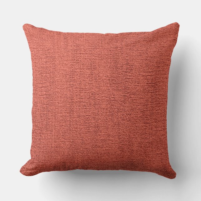 Brick Red Elegant Canvas Look Throw Pillow (Front)