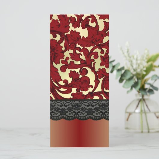 Brick red & gold damask (Standing Front)
