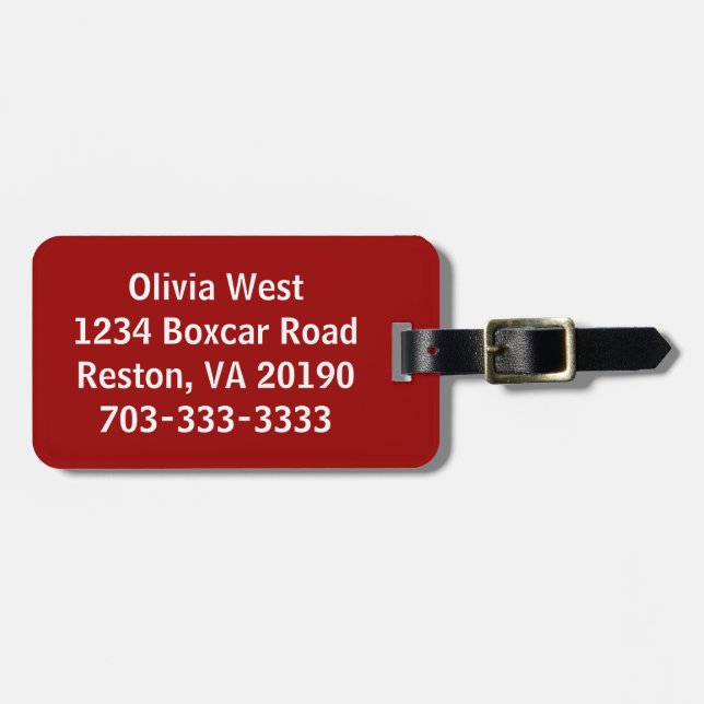 Brick Red Luggage Bag Tag (Front Horizontal)