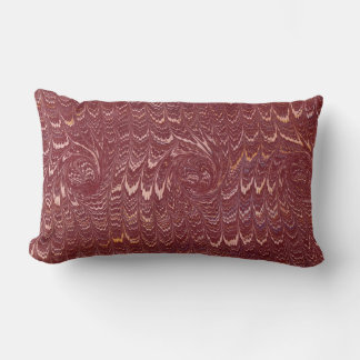 brick red marble print lumbar pillow