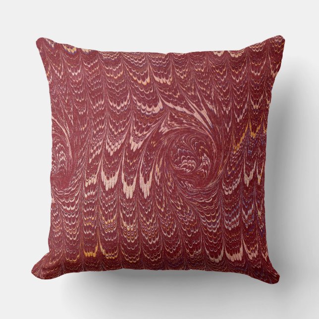 brick red marble print throw pillow (Front)