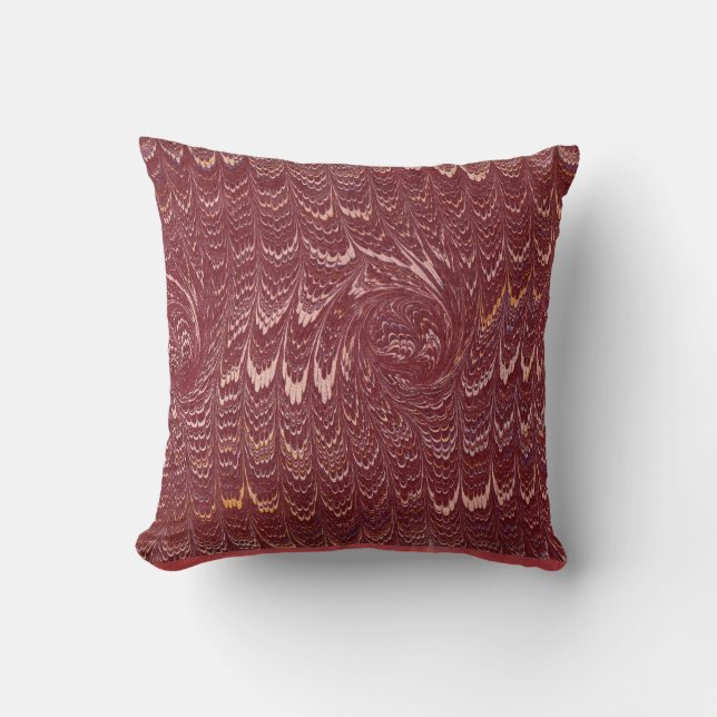 brick red marble print throw pillow (Front)