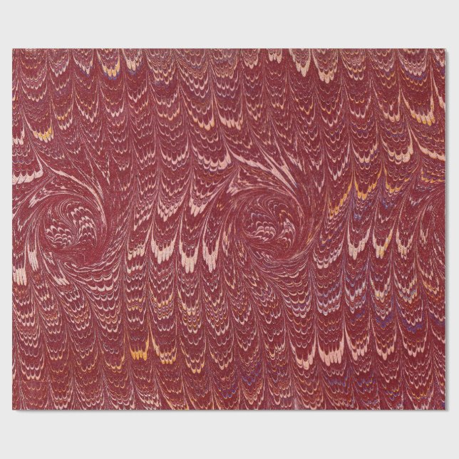 brick red marble print wrapping paper (Flat)