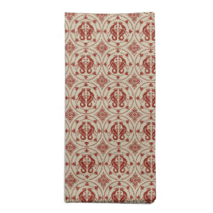 Brick Red Medieval Wyverns Cloth Napkin