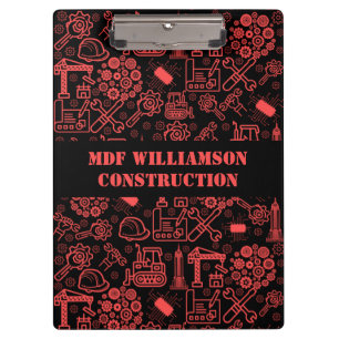 brick red modern Architectural Blueprint Engineer Clipboard