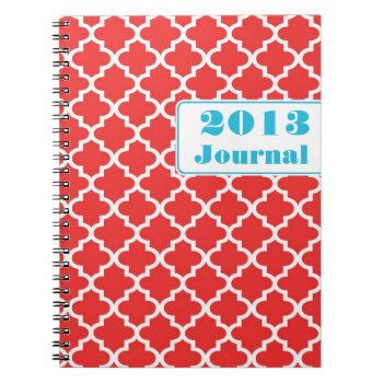 Brick Red Moroccan Tile Trendy Annual Journal by FidesDesign at Zazzle
