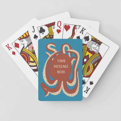 Brick Red Octopus Your Message Graphic Playing Cards