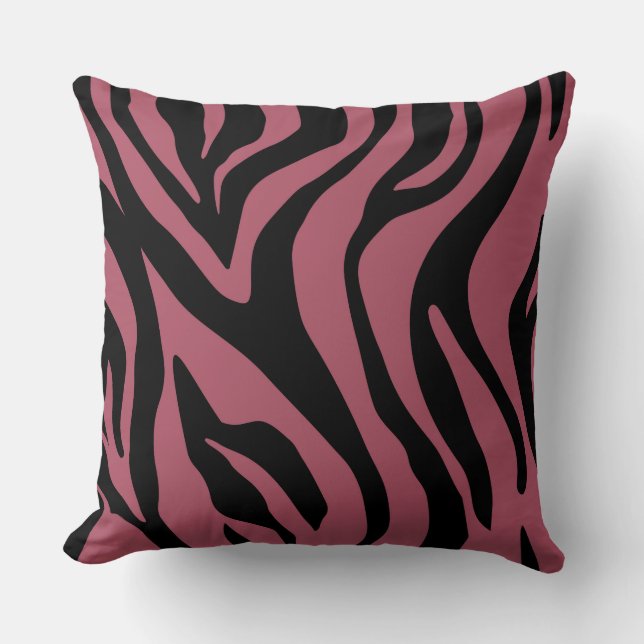 Brick Red/ Pink Beige Tiger Reversible Pillow (Front)