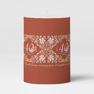 Brick Red Shabby Chic 40 Anniversary Candle