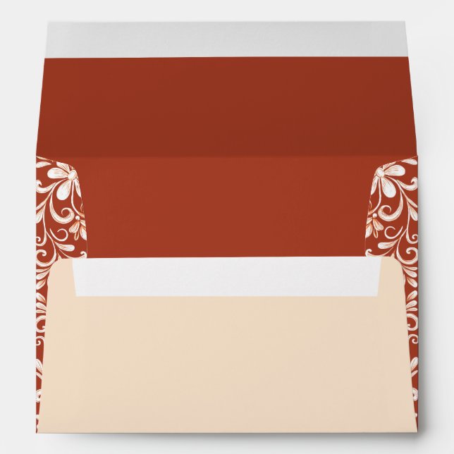 Brick Red Shabby Chic Wedding Envelope (Back (Bottom))